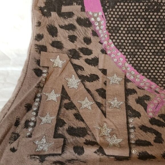 Drab Brown "Brooklyn, NYC" Animal Print Bling Tee - Picture 3 of 5